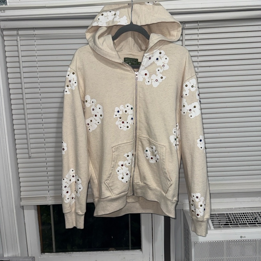 DENIM TEARS  Cream Floral Hoodie
